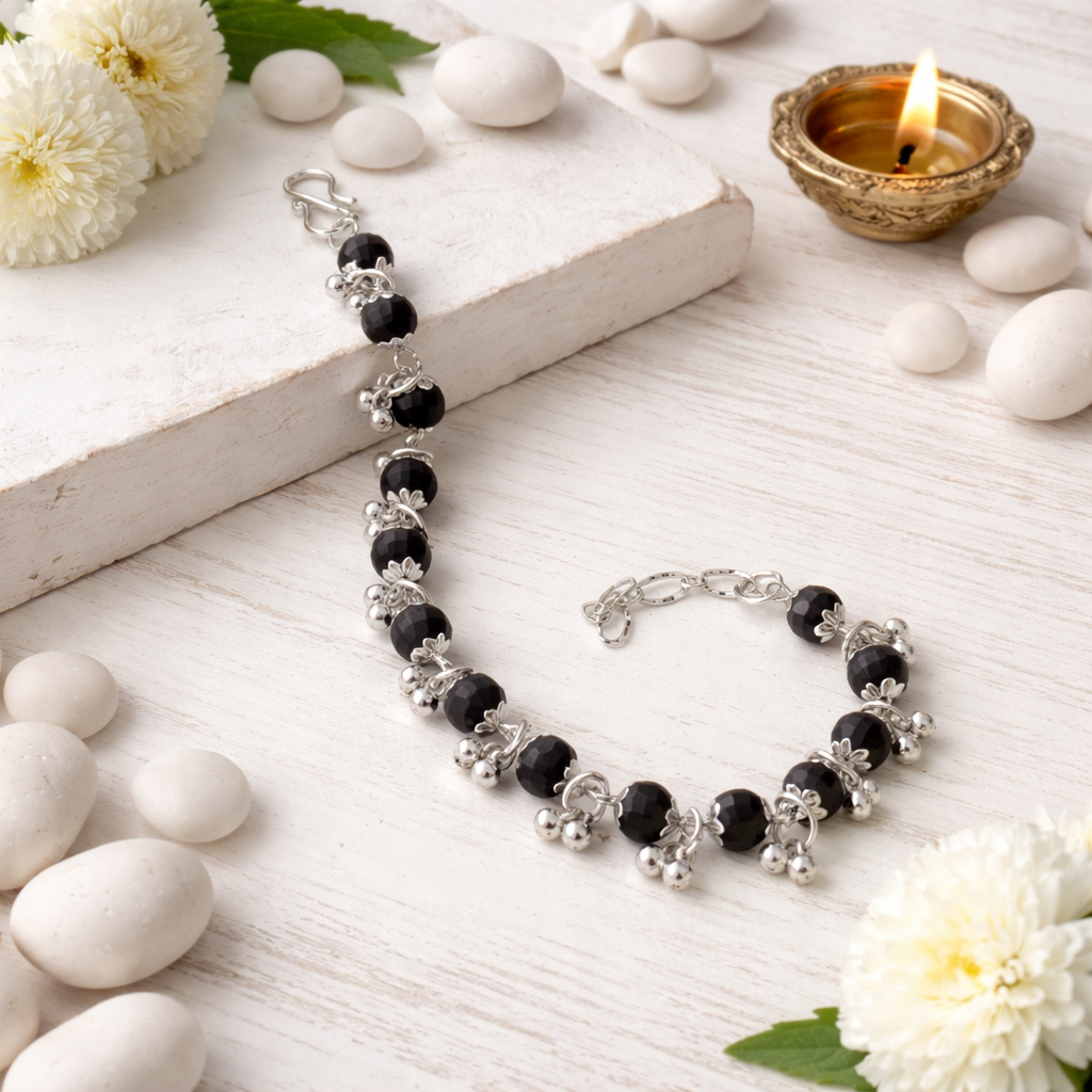 Silver plated Karungali Bracelet - Women