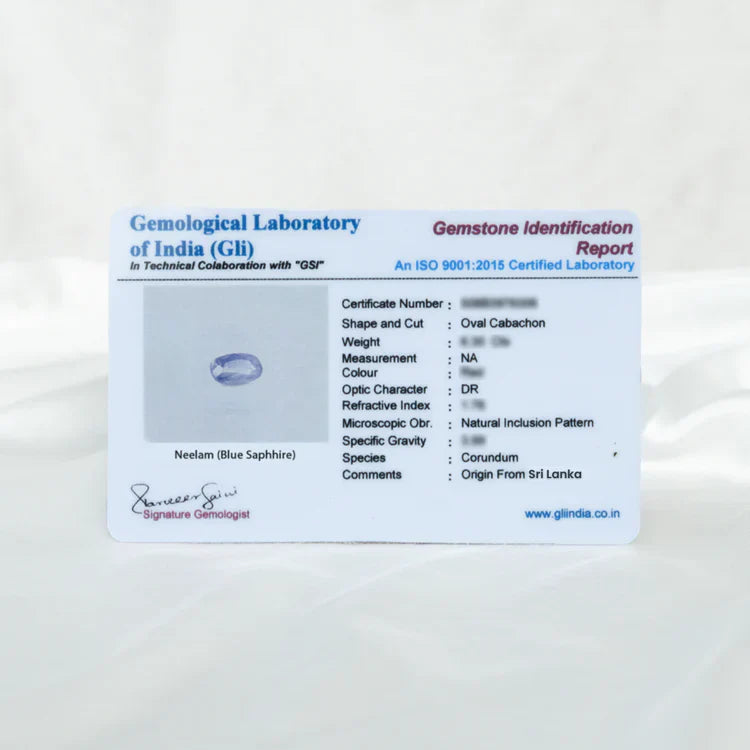 Blue Sapphire (Neelam) - Ceylon