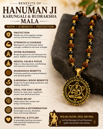 Gold Plated Hanumabn Rudraksh Karungali Mala