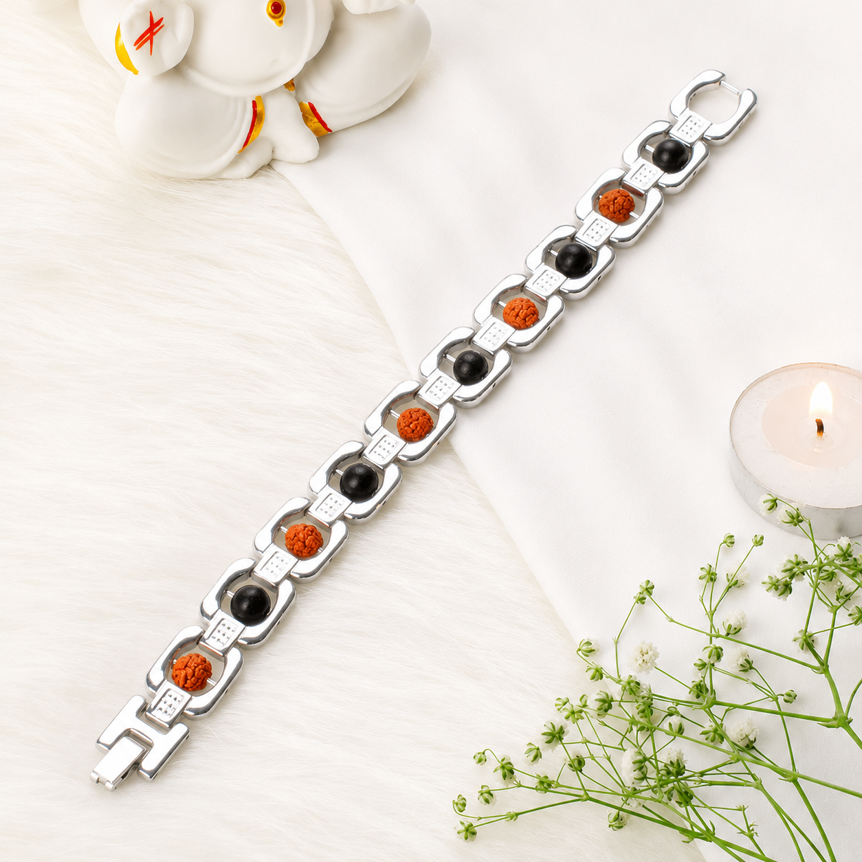 Rudraksh Karungali Metal Bracelet