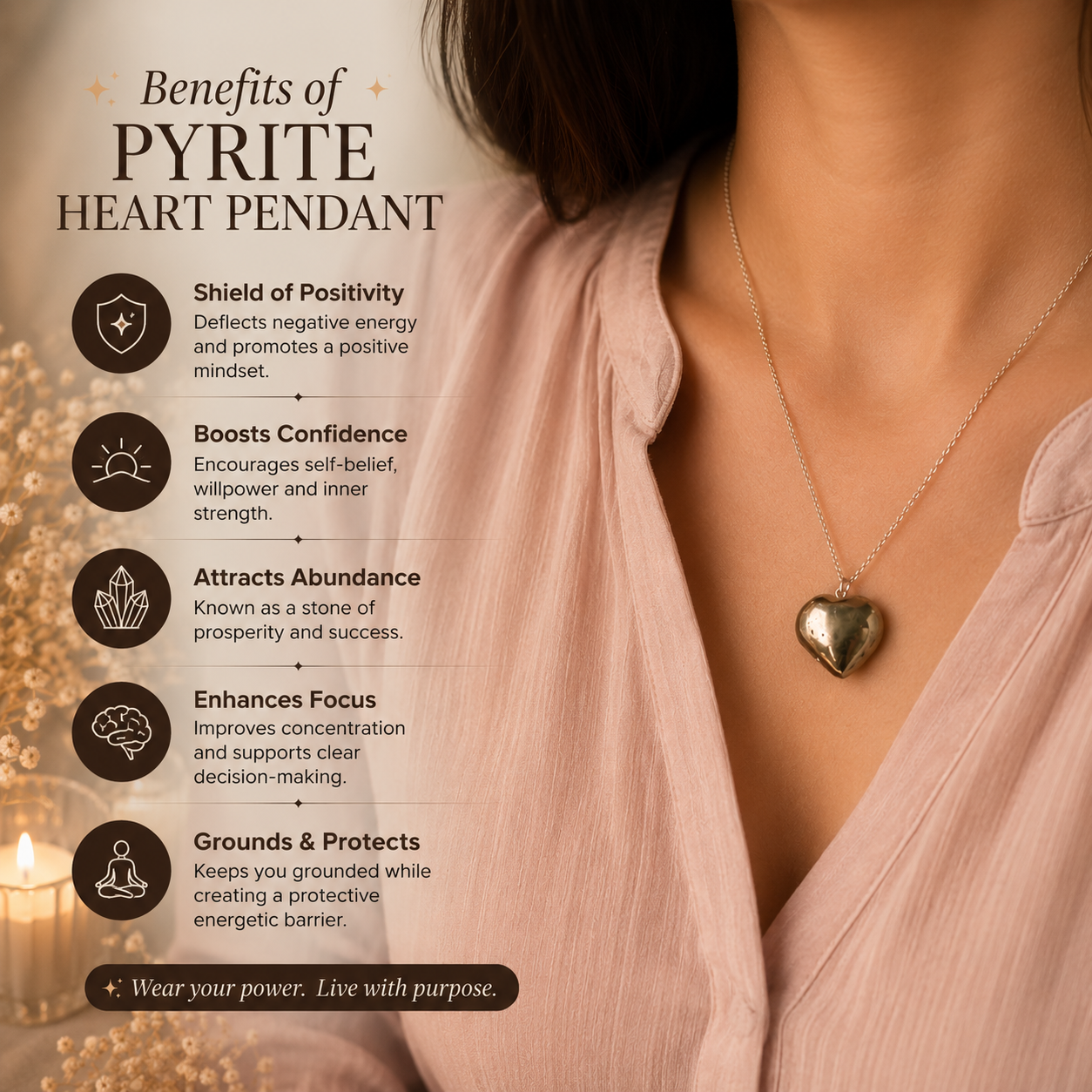 Pyrite Heart Pendant + Anklet Bundle