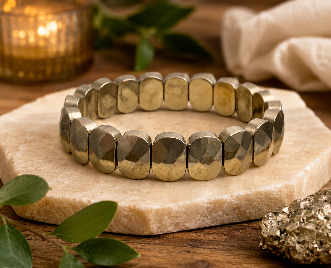 Pyrite Oval Cut Bracelet
