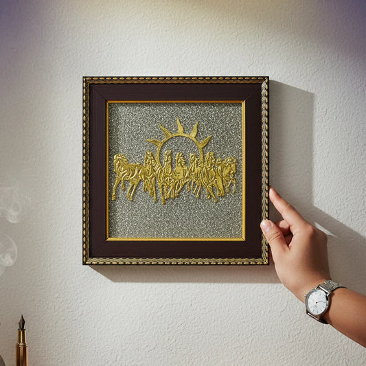 7 Horses on Raw Pyrite Frame
