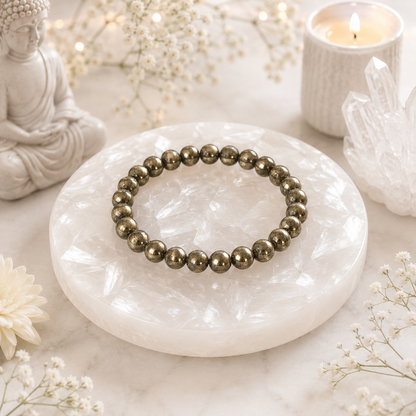 Pyrite Bracelet with FREE Raw Selenite Plate