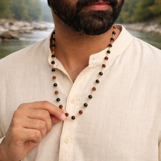 Karungali With Rudraksh Mala