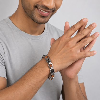 Rudraksh Karungali Metal Bracelet