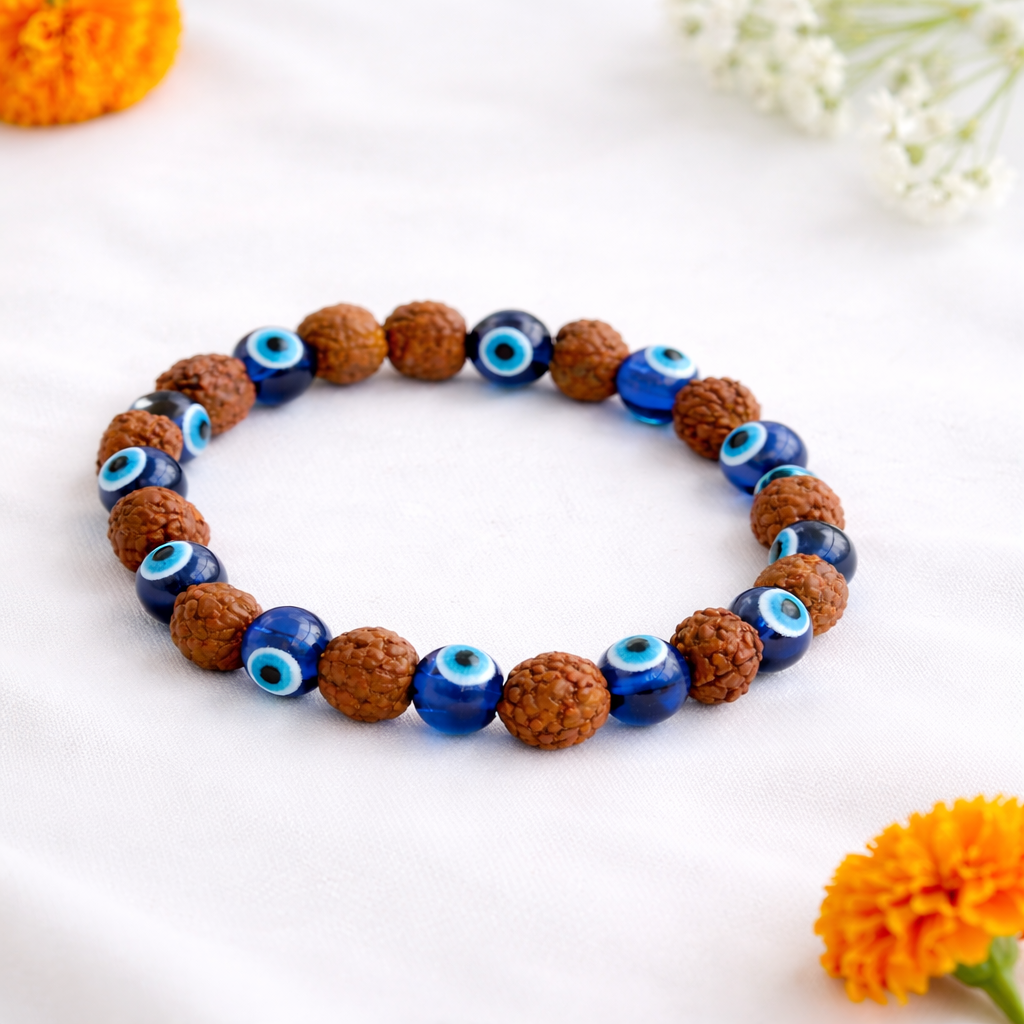 Karungali Damru + Evil Eye Rudraksha Bracelet Combo