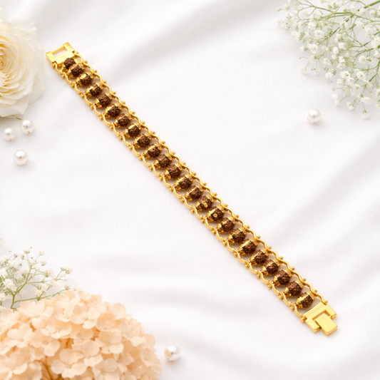 Premium Gold-Plated Rudraksha Bracelet