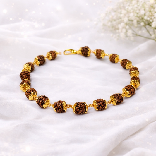 Gold Plated Rudraksha Bracelet
