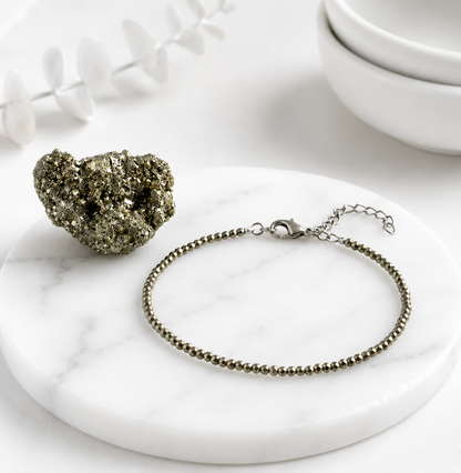 Pyrite Anklet With Pyrite Cluster