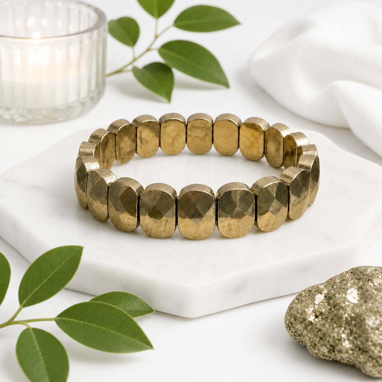 Pyrite Oval Cut Bracelet