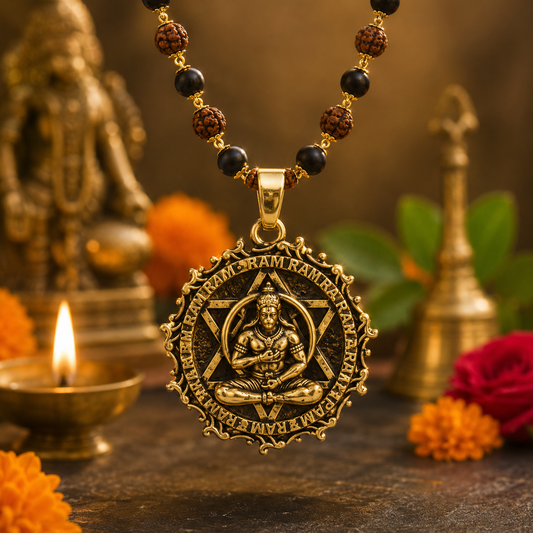 Gold Plated Hanumabn Rudraksh Karungali Mala