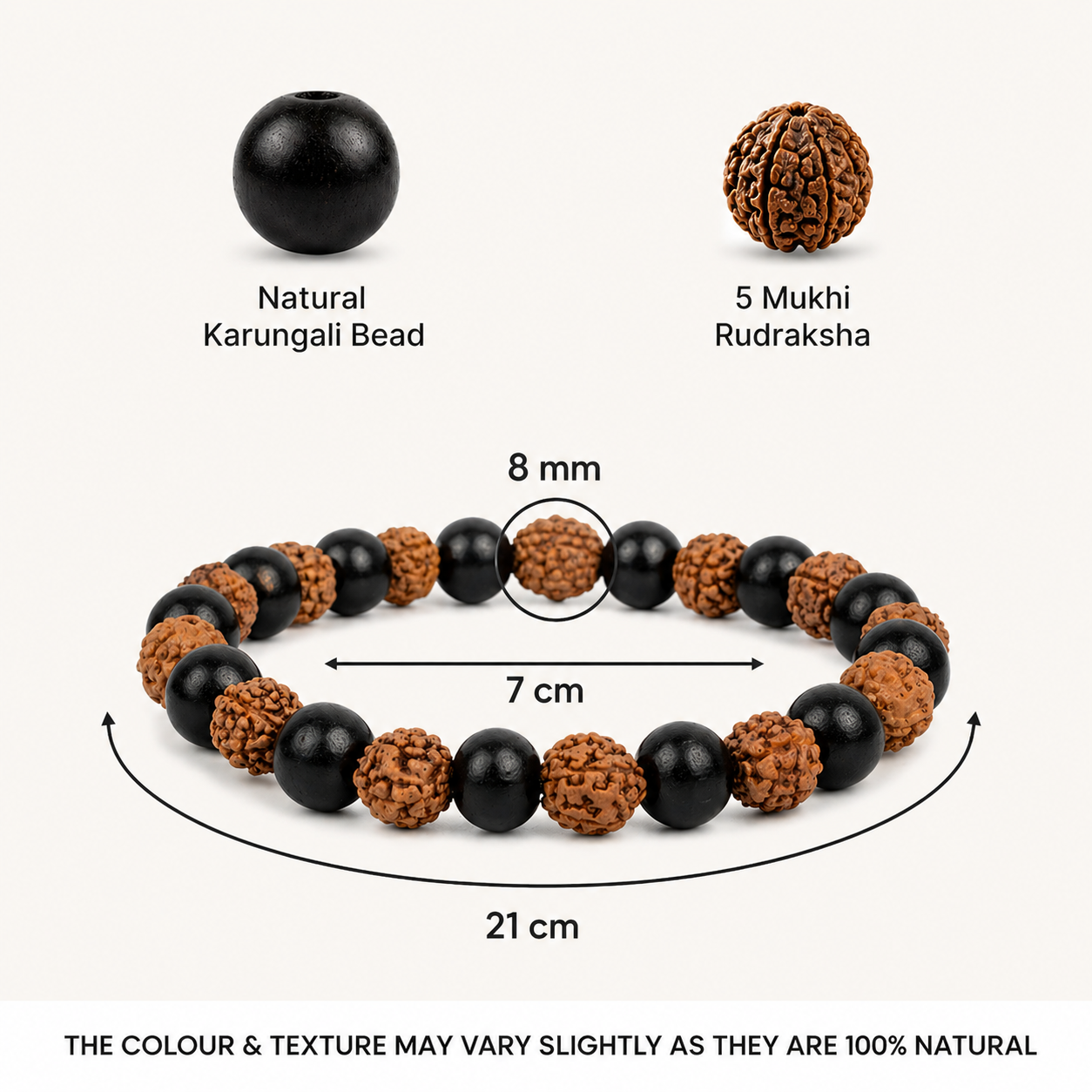 Rudraksha Karungali Bracelet 8mm