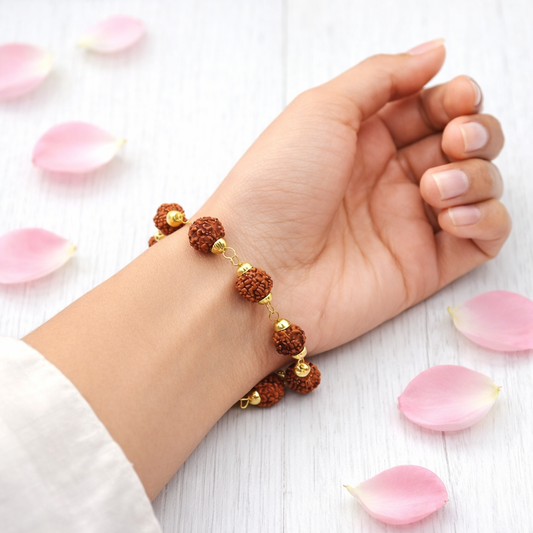 Gold Plated Rudraksha Bracelet