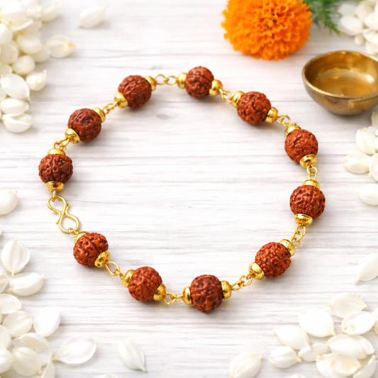 Gold Plated Rudraksha Bracelet